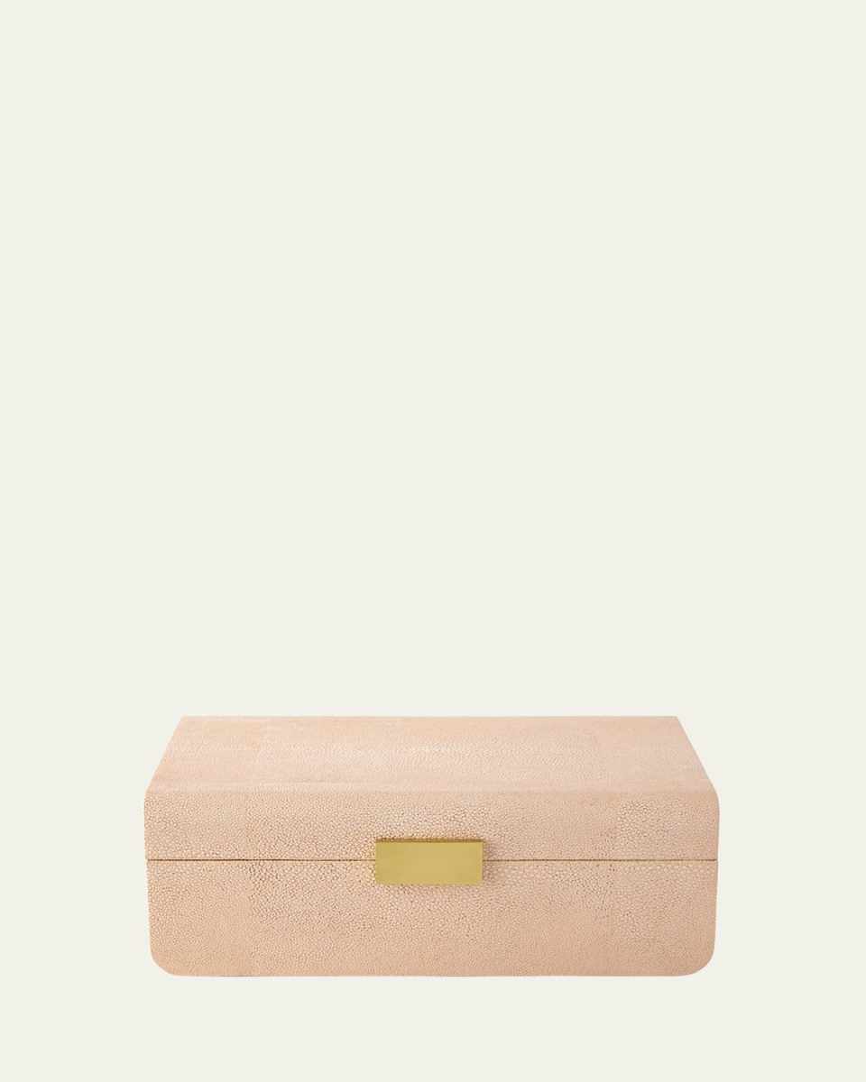 Large Blush Modern Faux Shagreen Decorative Box